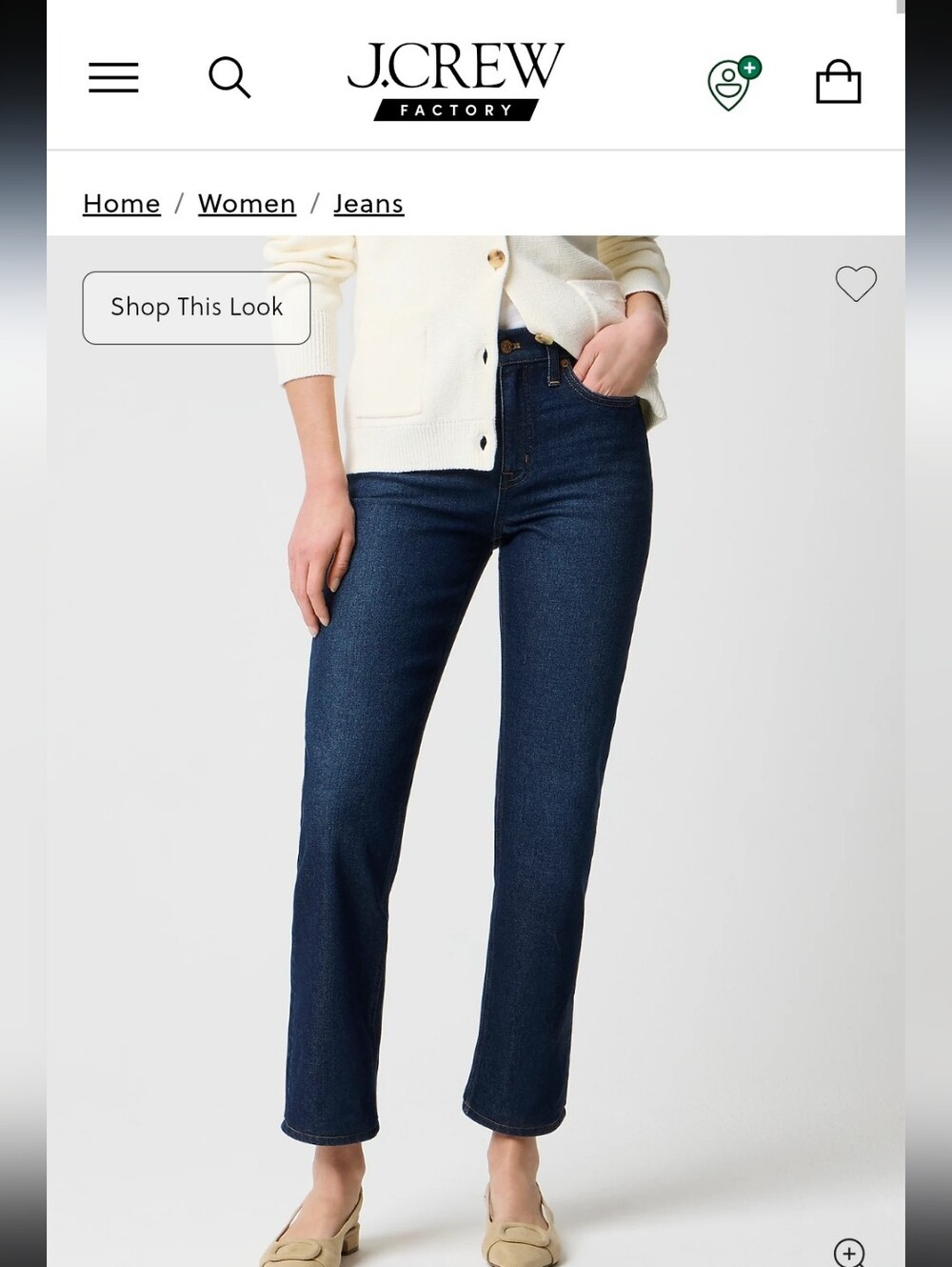 J. Crew Factory Women's Dark Indigo Straight Leg Jeans